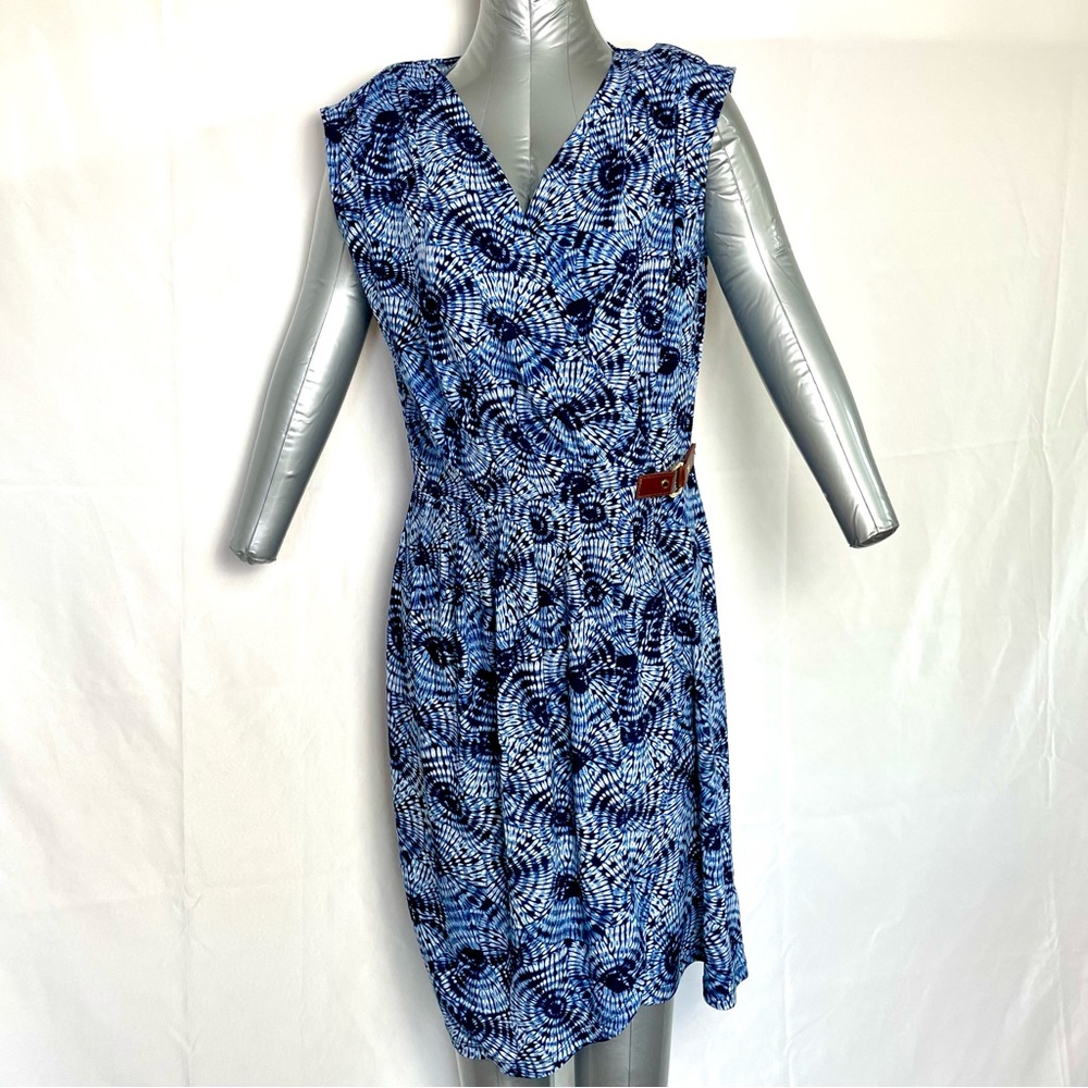 MICHAEL KORS Women Faux Wrap Knee Length Dress Size M Sleeveless V-Neck